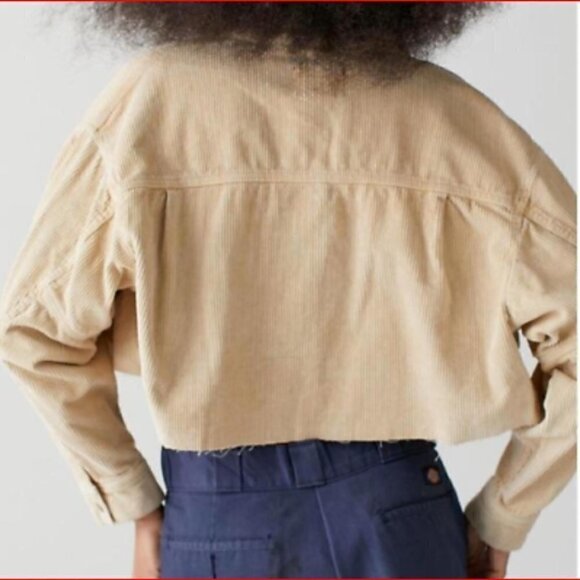 BDG Cropped Cream Corduroy Raw Hem Cropped Jacket Size XS - Picture 10 of 12